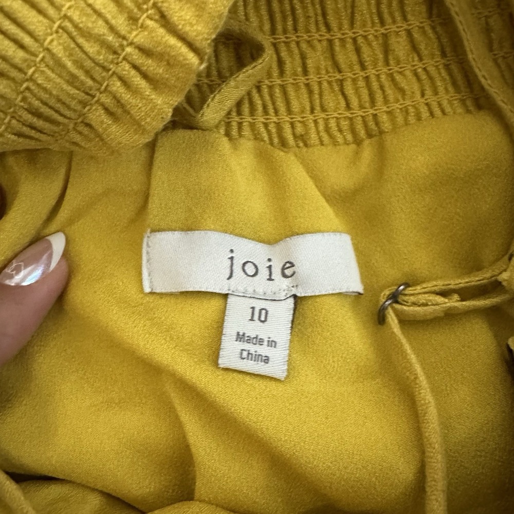 JOIE Chayton Midi Tiered‎ Dress Yellow Sundress In Sulphur Mustard Women's 10 - Picture 5 of 10